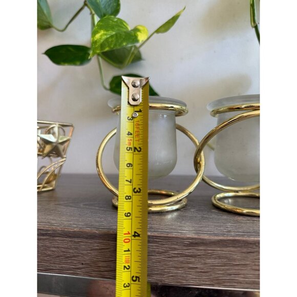 Partylite Frosted Glass Votive Holders with Gold Stands (Set of 2) - Picture 4 of 9